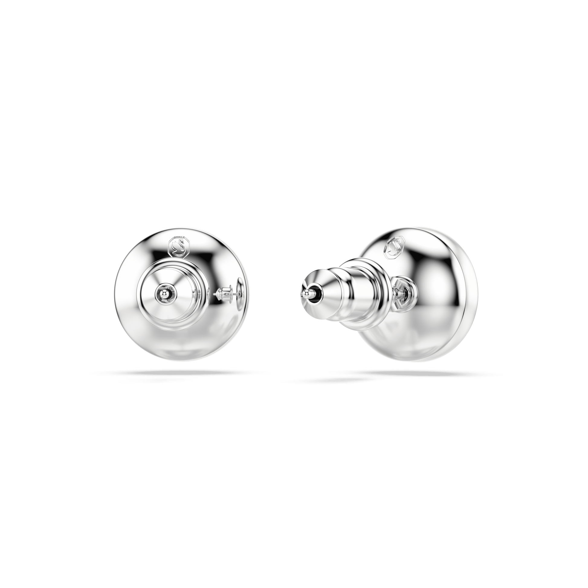 Matrix stud earrings, Crystal pearl, White, Rhodium plated 5747752