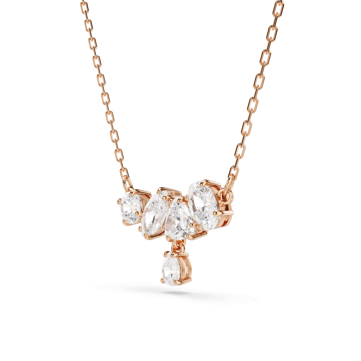 Mesmera necklace, Mixed cuts, White, 18K rose gold finish