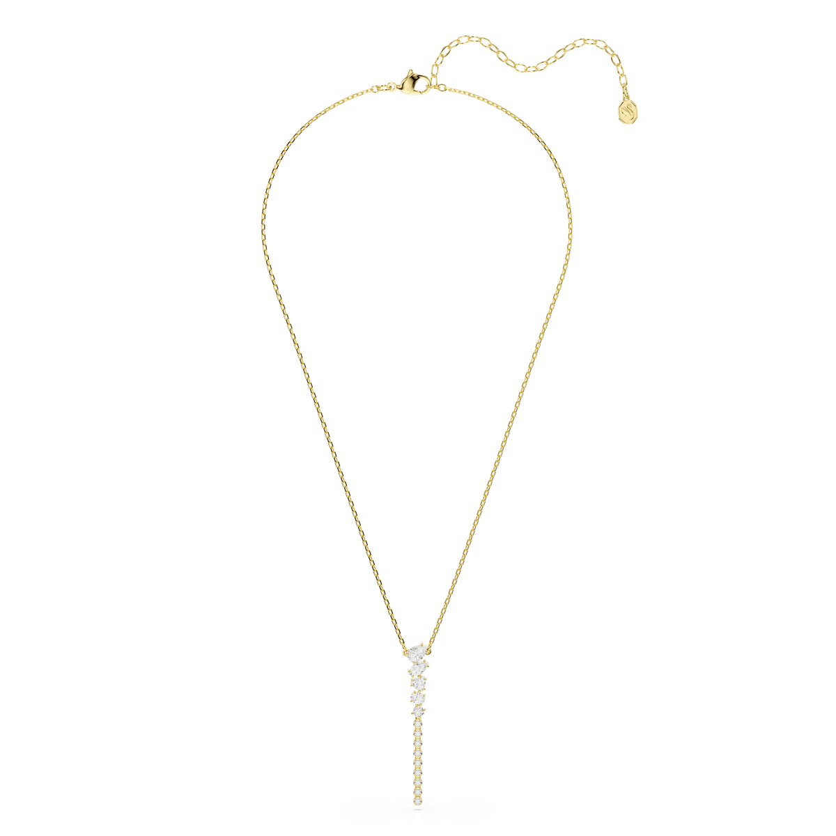 Mesmera Y necklace, Mixed cuts, White, 18K gold finish