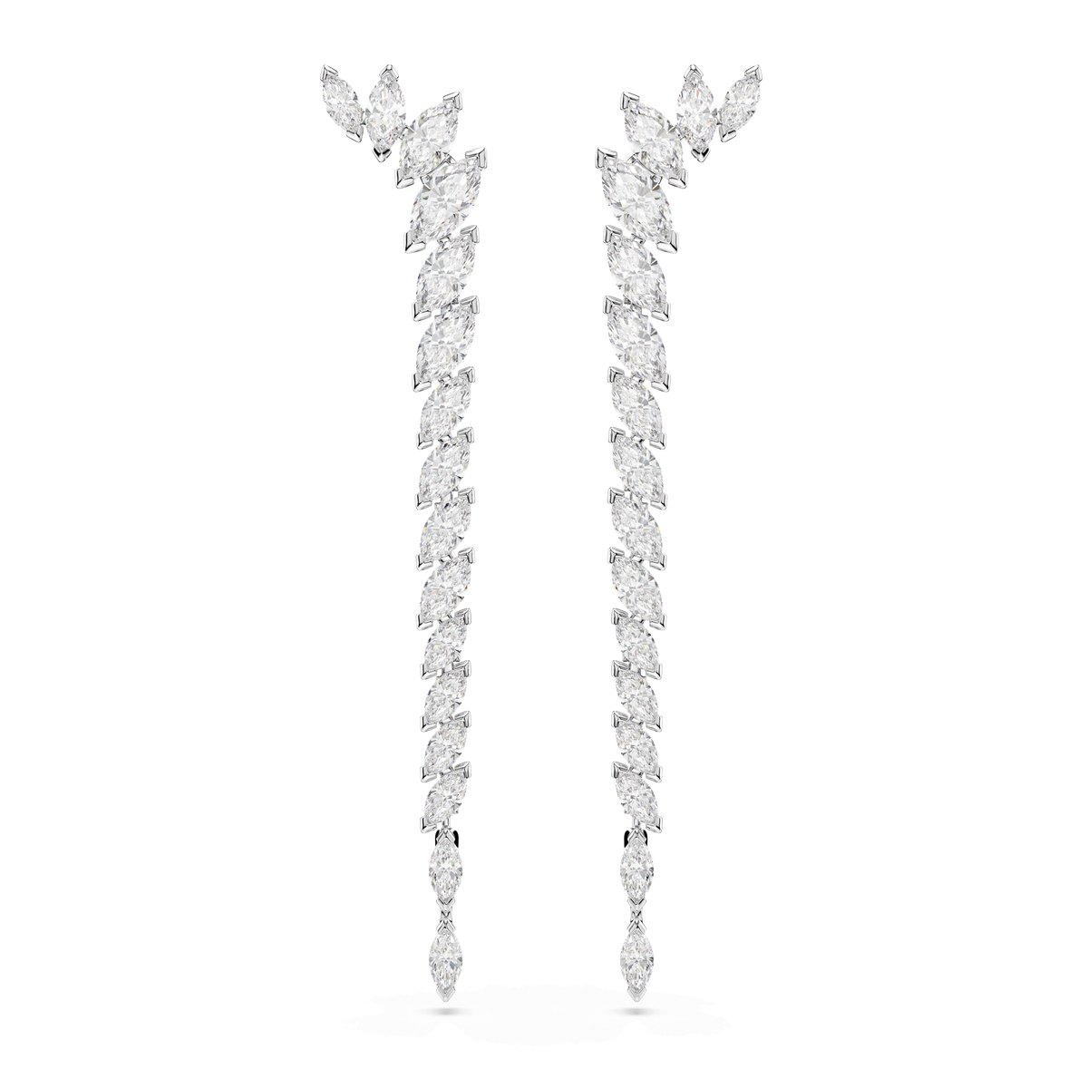 Mesmera earrings, Marquise cut, White, Rhodium plated