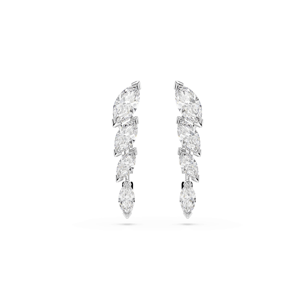 Mesmera earrings, Marquise cut, White, Rhodium plated