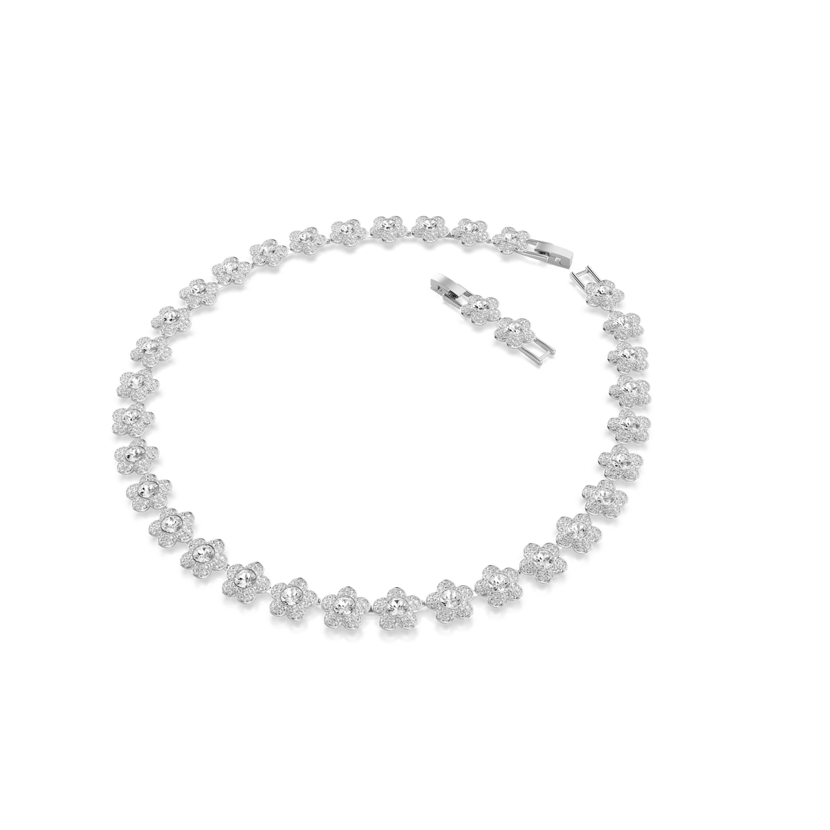 Ariana Grande x Swarovski necklace, Round cut, Flower, White, Rhodium plated