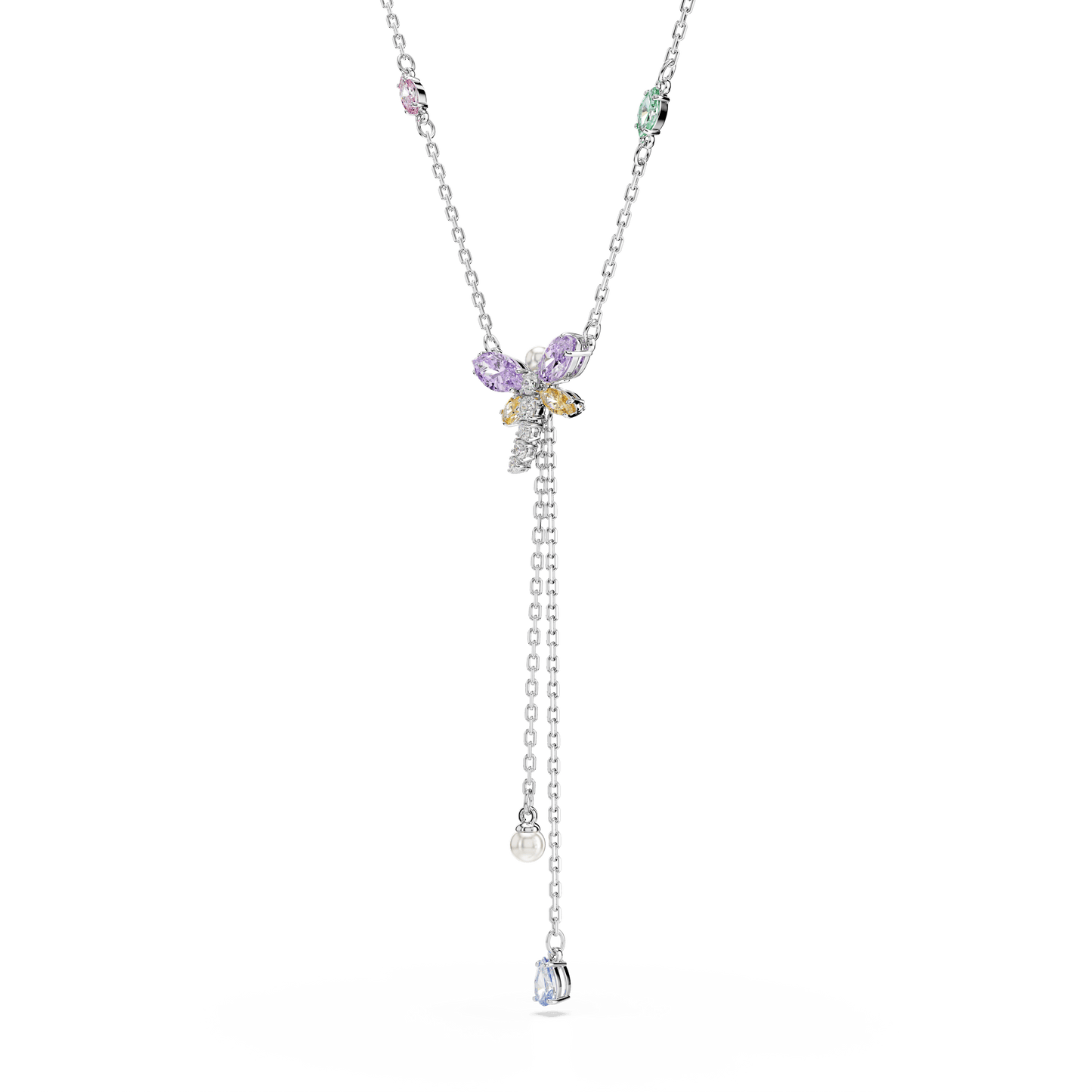 Ariana Grande x Swarovski Y necklace, Mixed cuts, Dragonfly, Multicolored, Rhodium plated 5749183