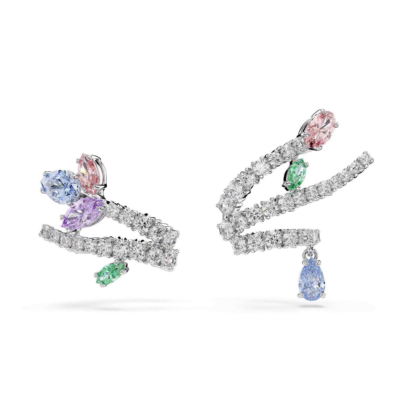 Ariana Grande x Swarovski ear cuffs, Mixed cuts, Multicolored, Rhodium plated 5749184
