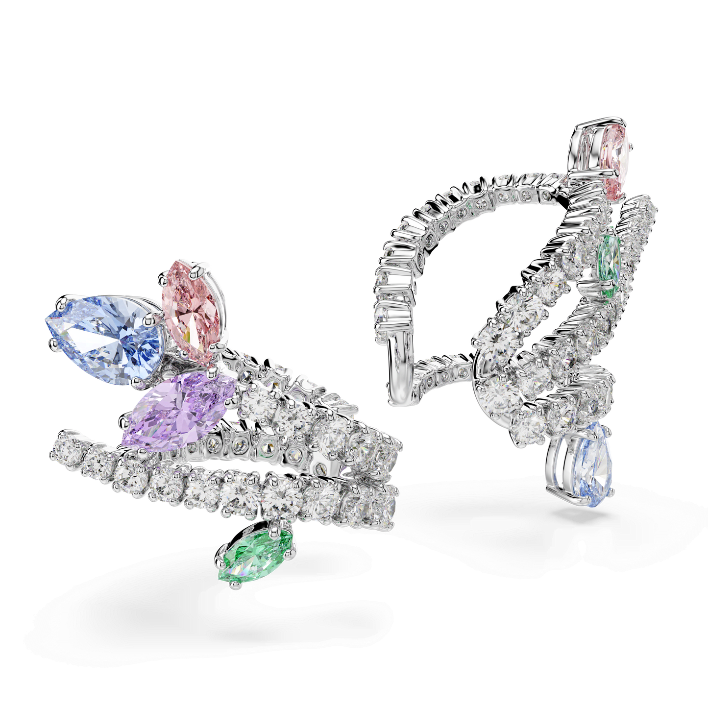 Ariana Grande x Swarovski ear cuffs, Mixed cuts, Multicolored, Rhodium plated 5749184