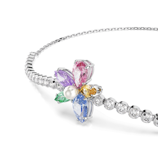 Ariana Grande x Swarovski bracelet, Mixed cuts, Flower, Multicolored, Rhodium plated