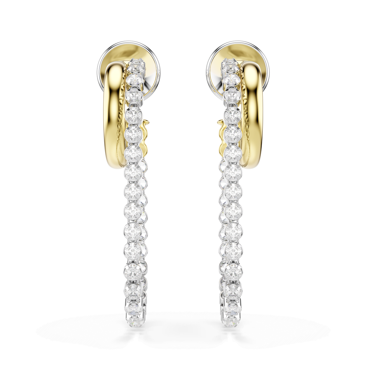 Hyperbola earrings, Round cut, White, Mixed metal finish