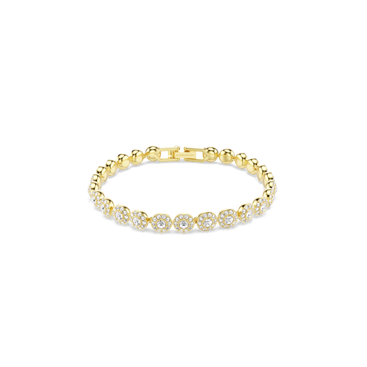 Una Angelic bracelet, Round cut, White, Gold-tone plated 5749386