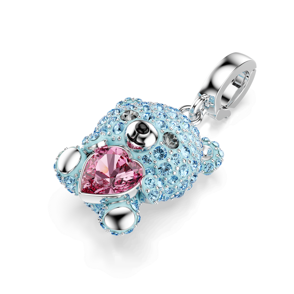 Idyllia charm, Mixed cuts, Teddy, Blue, Rhodium plated