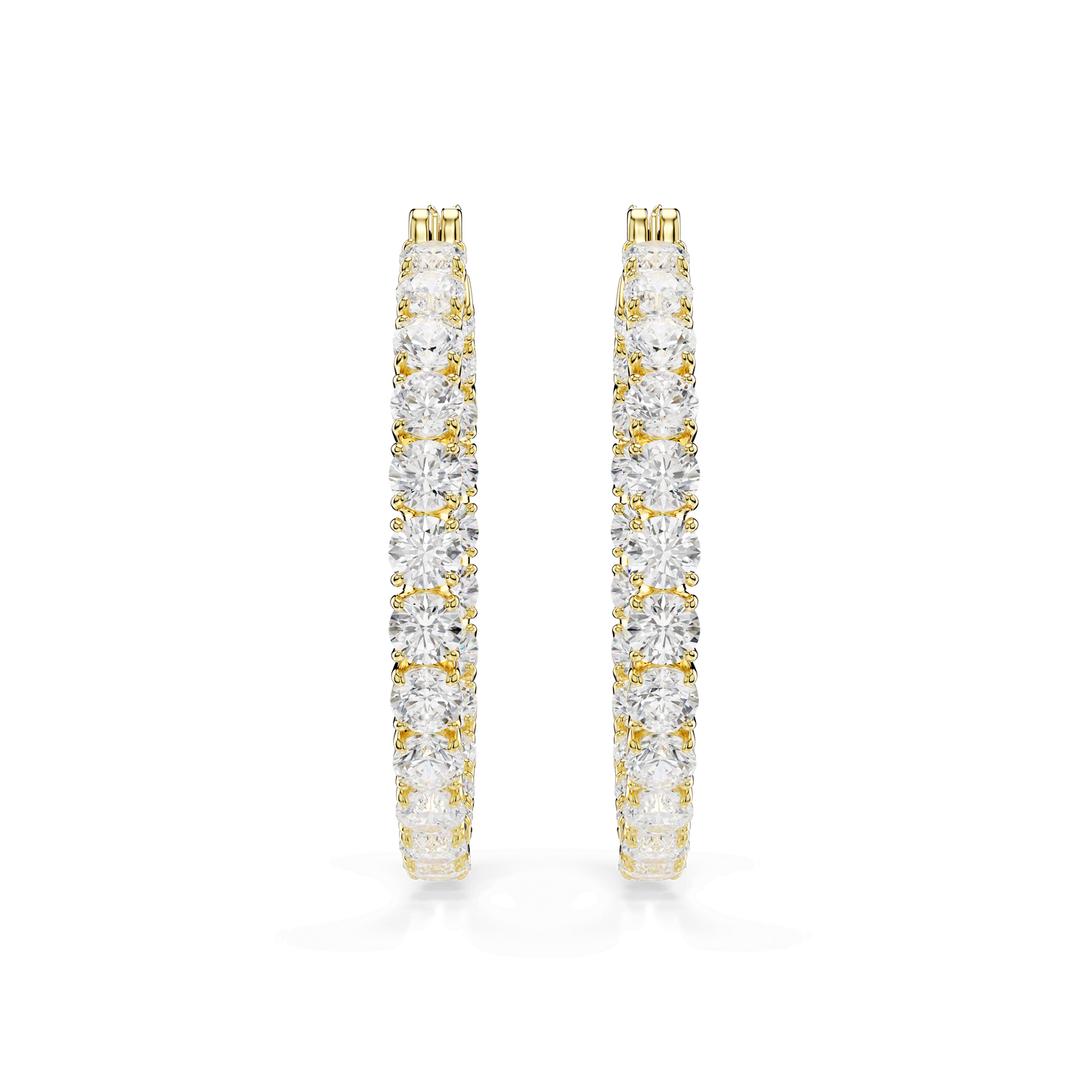 Matrix hoop earrings, Round cut, White, Gold-tone plated 5750620