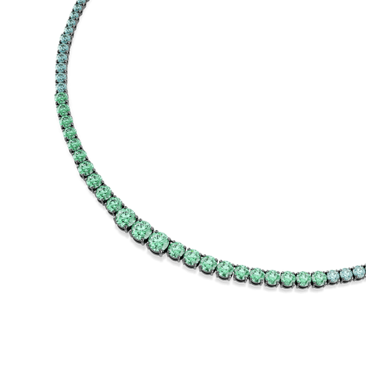 Matrix necklace, Gradient of round cuts, Multicolored, Ruthenium plated