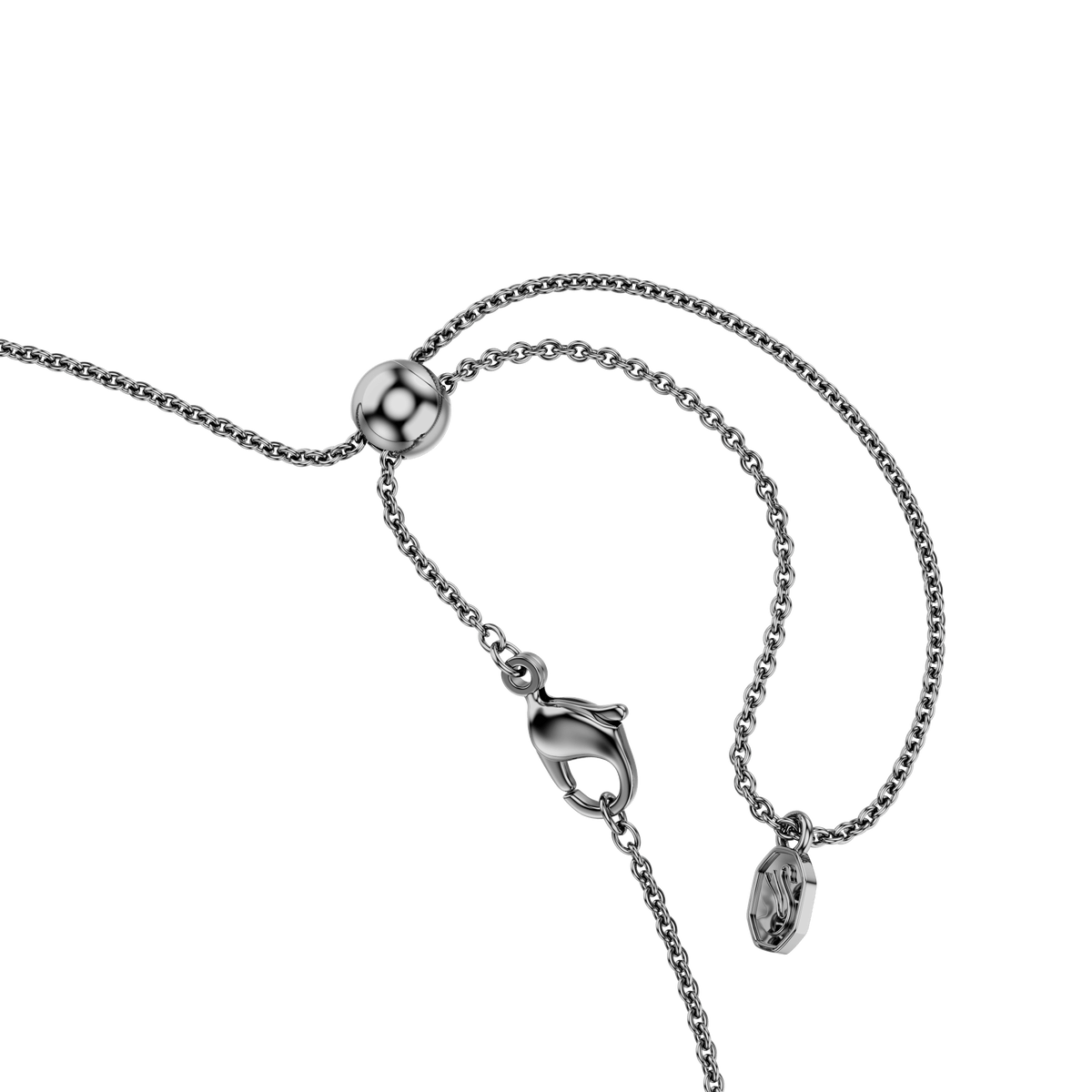 Matrix necklace, Gradient of round cuts, Multicolored, Ruthenium plated