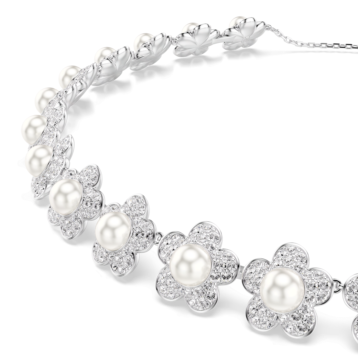 Ariana Grande x Swarovski choker, Crystal pearl, Round cut, White, Rhodium plated