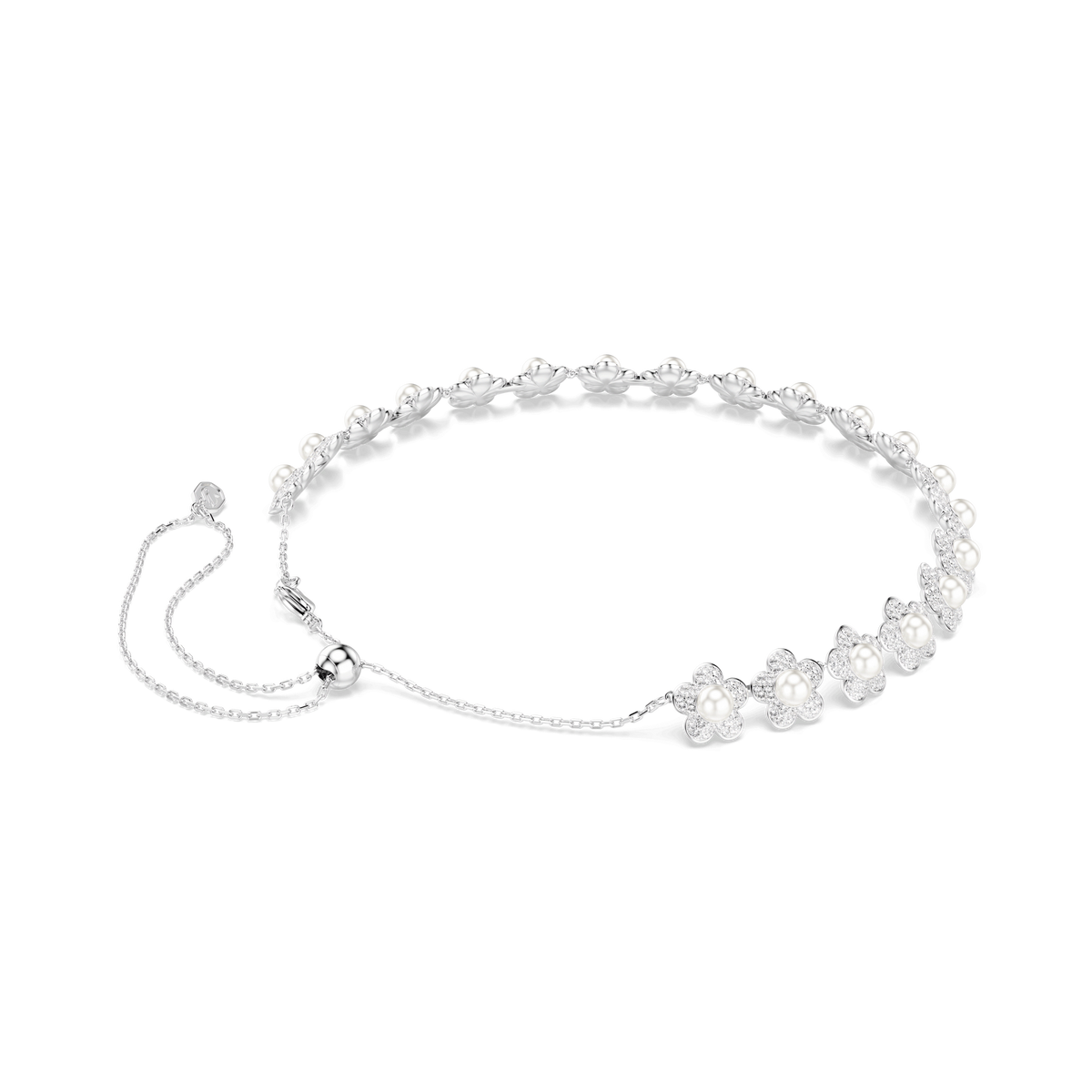Ariana Grande x Swarovski choker, Crystal pearl, Round cut, White, Rhodium plated