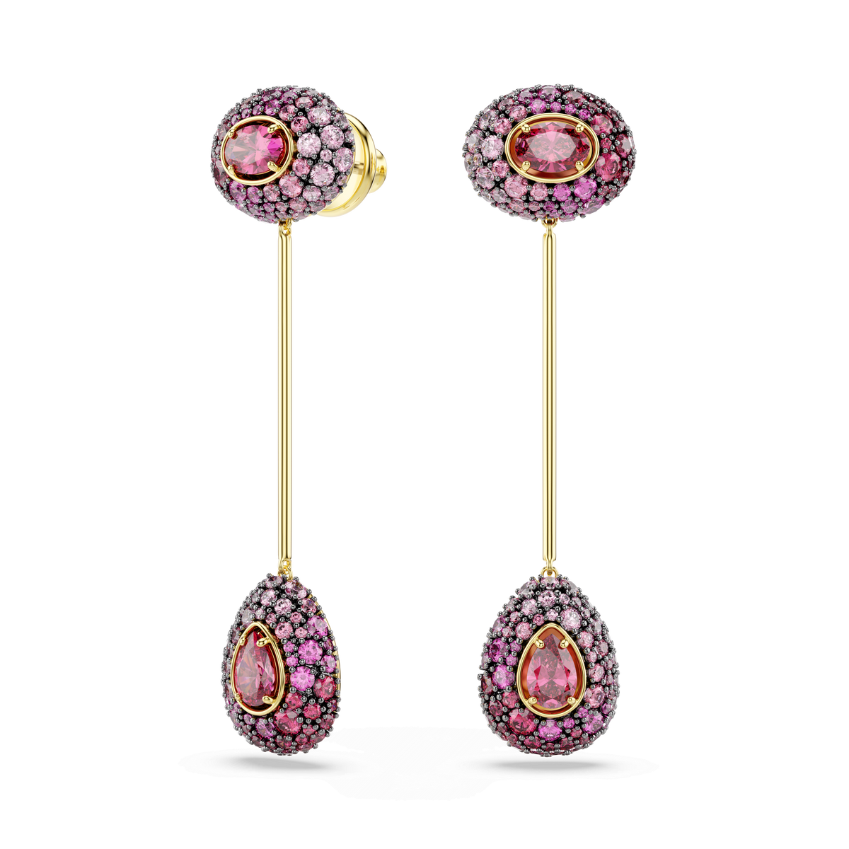 Sublima drop earrings, Pear cut, Red, 18K gold finish