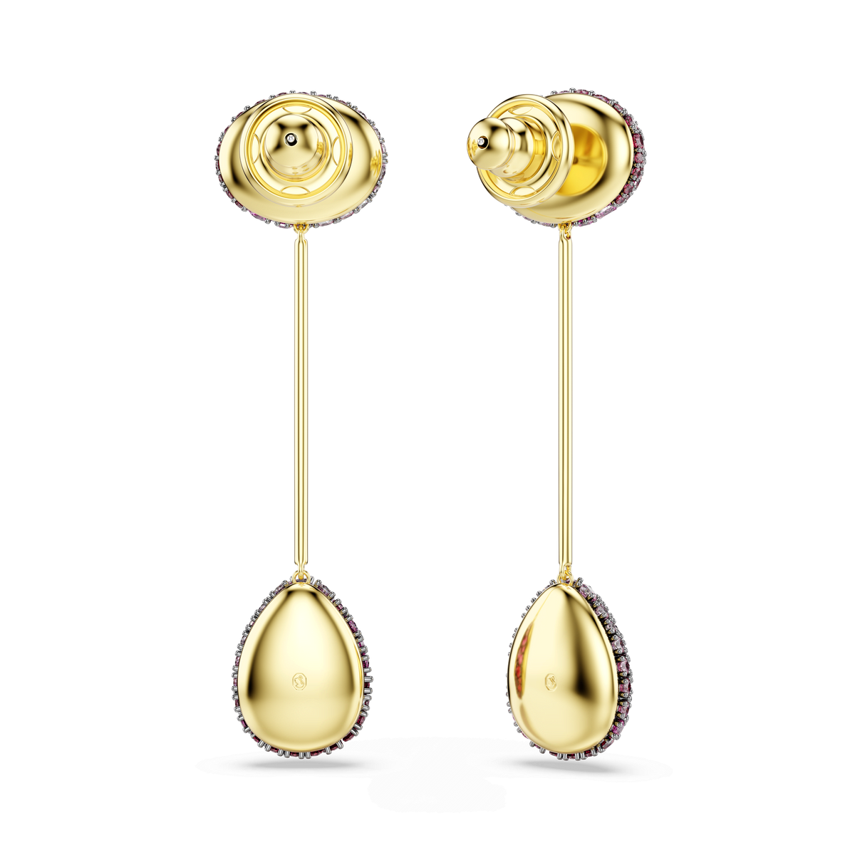 Sublima drop earrings, Pear cut, Red, 18K gold finish