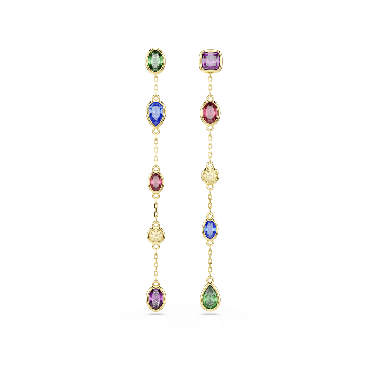 Imber drop earrings, Mixed cuts, Multicolored, 18K gold finish