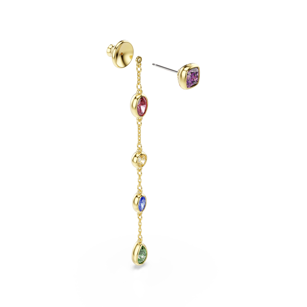 Imber drop earrings, Mixed cuts, Multicolored, 18K gold finish