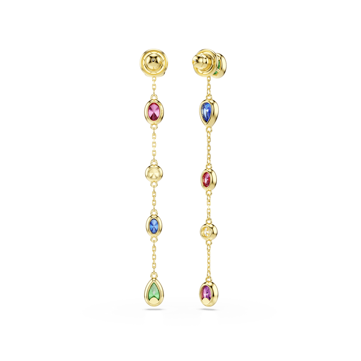 Imber drop earrings, Mixed cuts, Multicolored, 18K gold finish