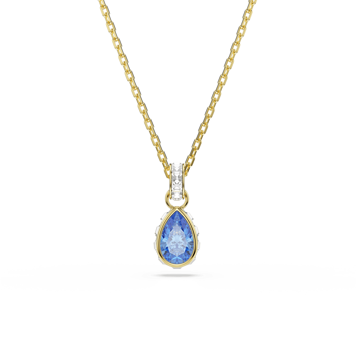 Chroma pendant, Pear cut, Blue, 18K gold finish