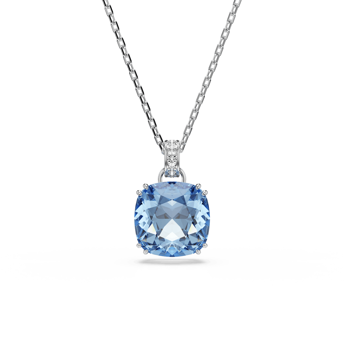 Millenia pendant, Cushion cut, Blue, Rhodium plated