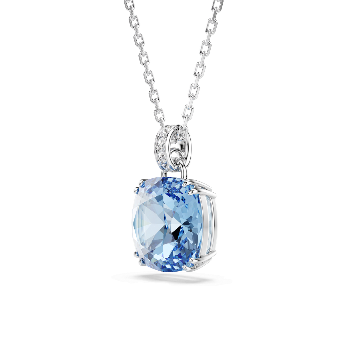 Millenia pendant, Cushion cut, Blue, Rhodium plated