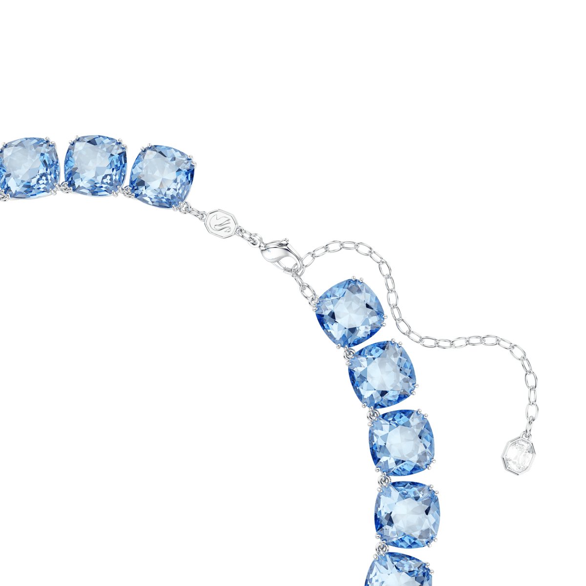 Millenia necklace, Cushion cut, Blue, Rhodium plated
