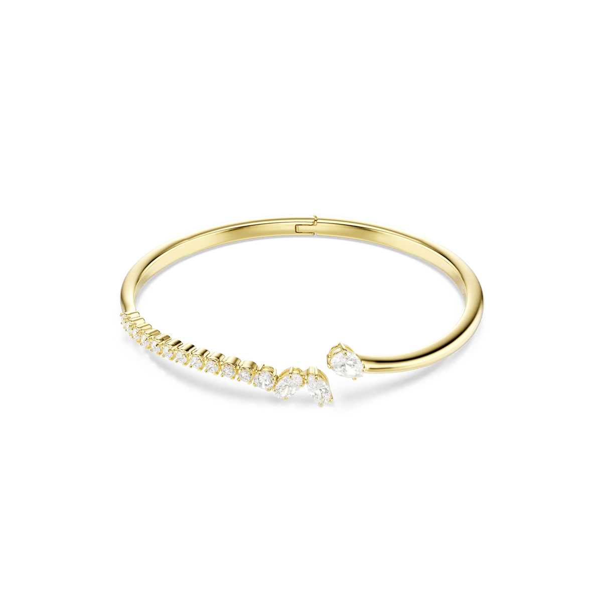 Mesmera bangle, Mixed cuts, White, 18K gold finish
