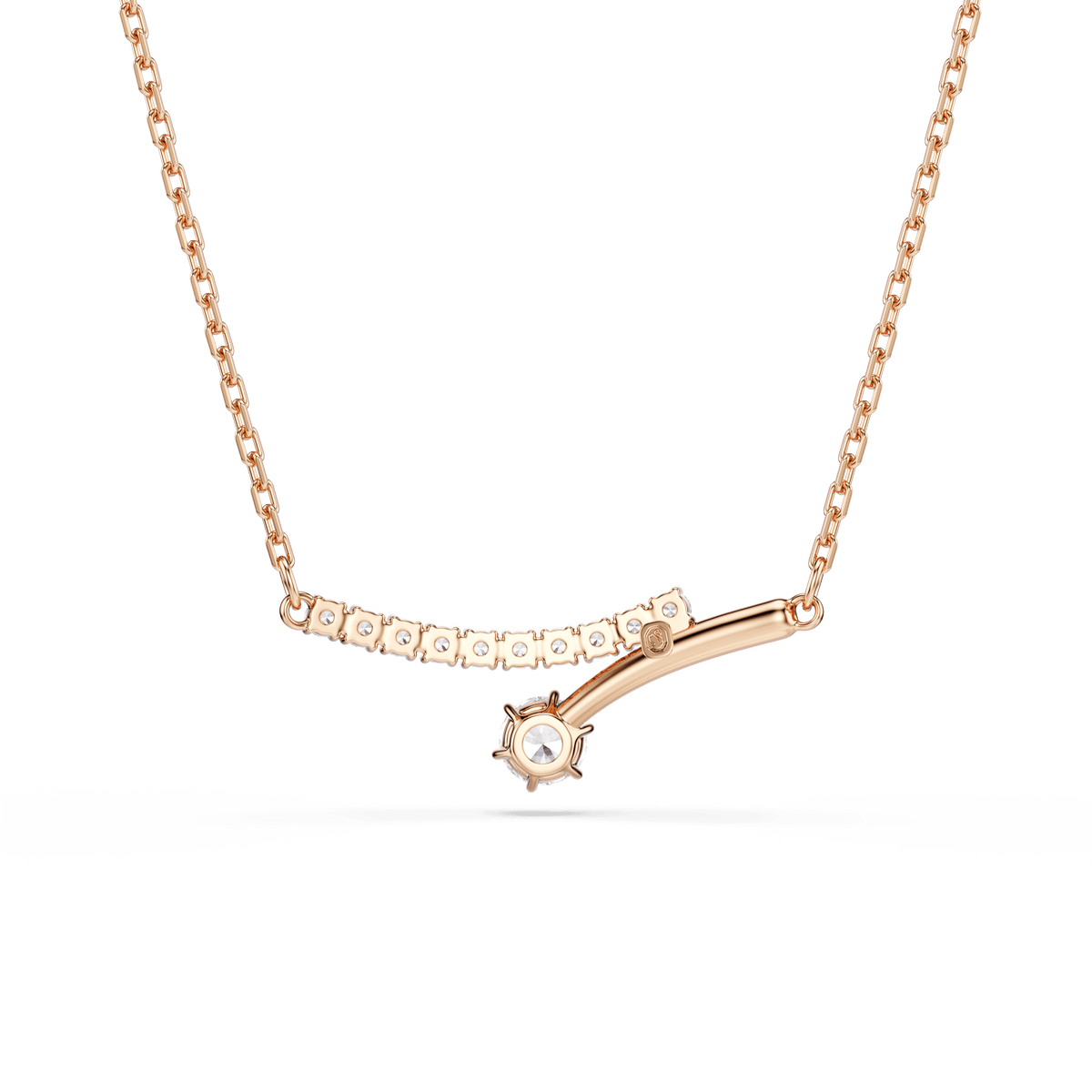 Matrix necklace, Round cut, White, 18K rose gold finish