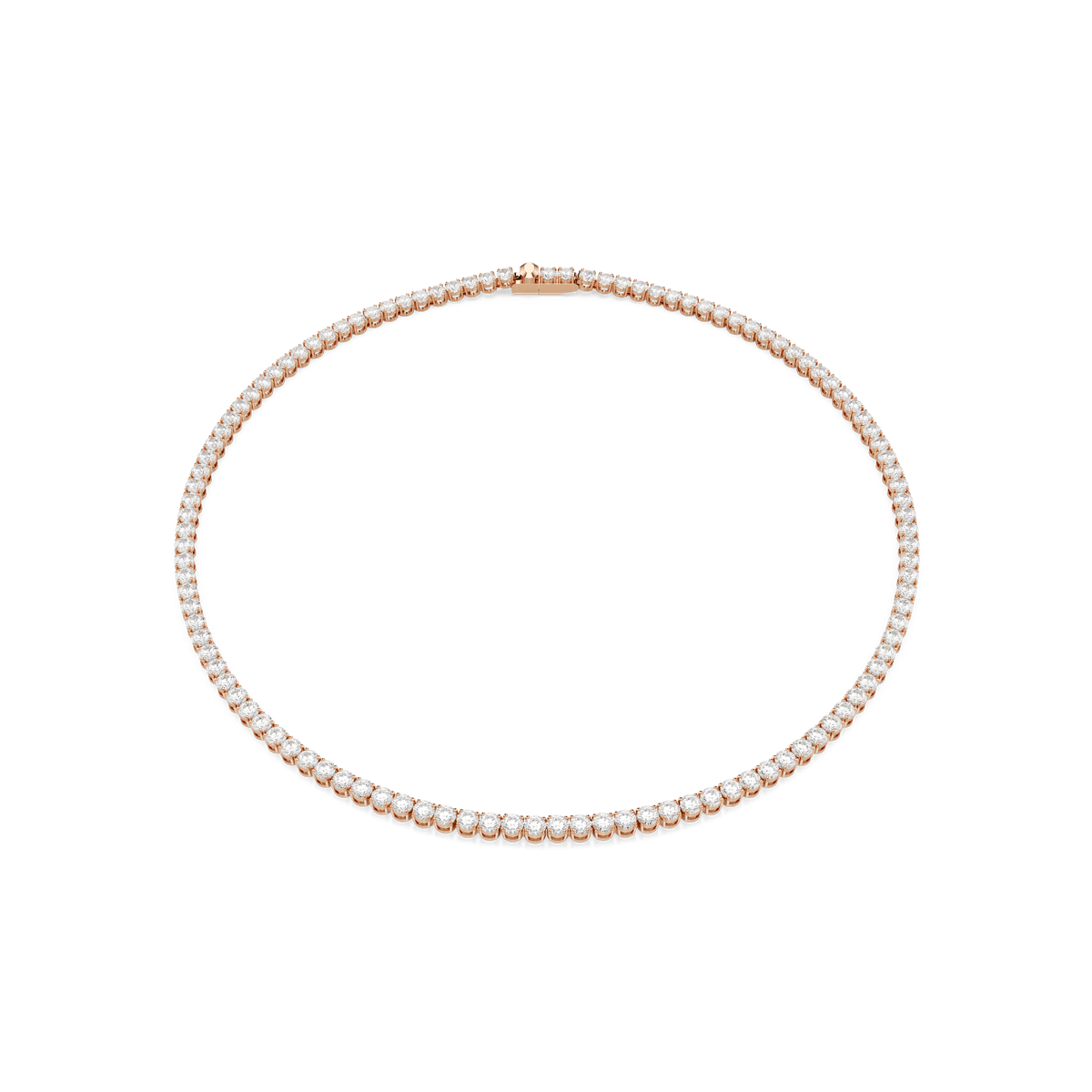 Matrix Tennis necklace, Round cut, White, 18K rose gold finish