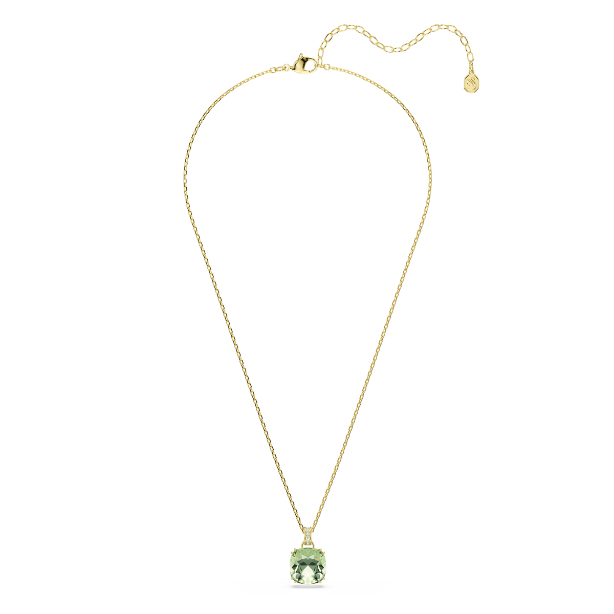 Millenia pendant, Cushion cut, Green, 18K gold finish