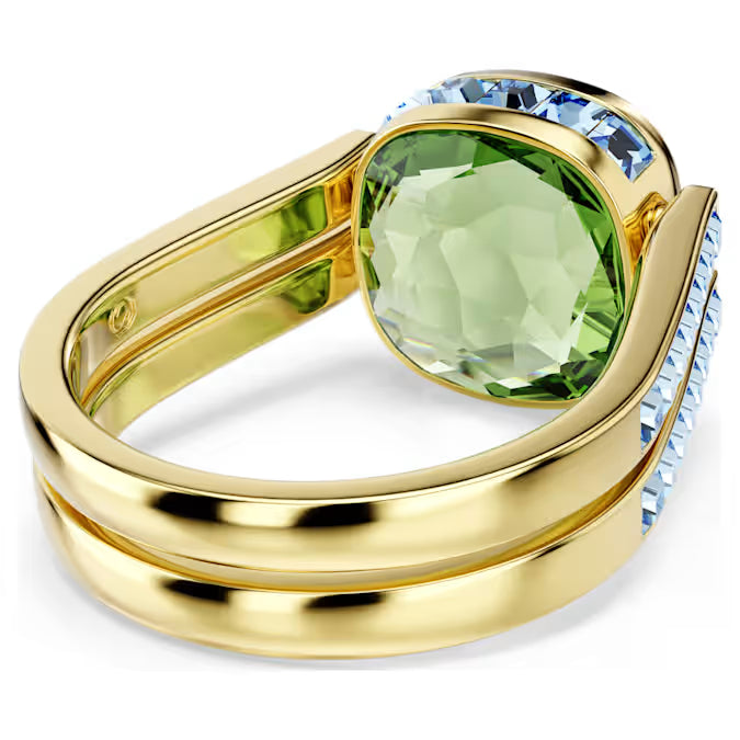Chroma ring, Cushion cut, Multicolored, Gold-tone plated