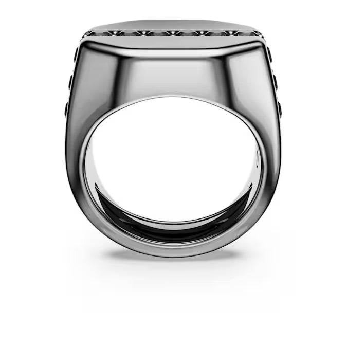 Dextera ring, Octagon shape, Round cut, Black, Ruthenium plated