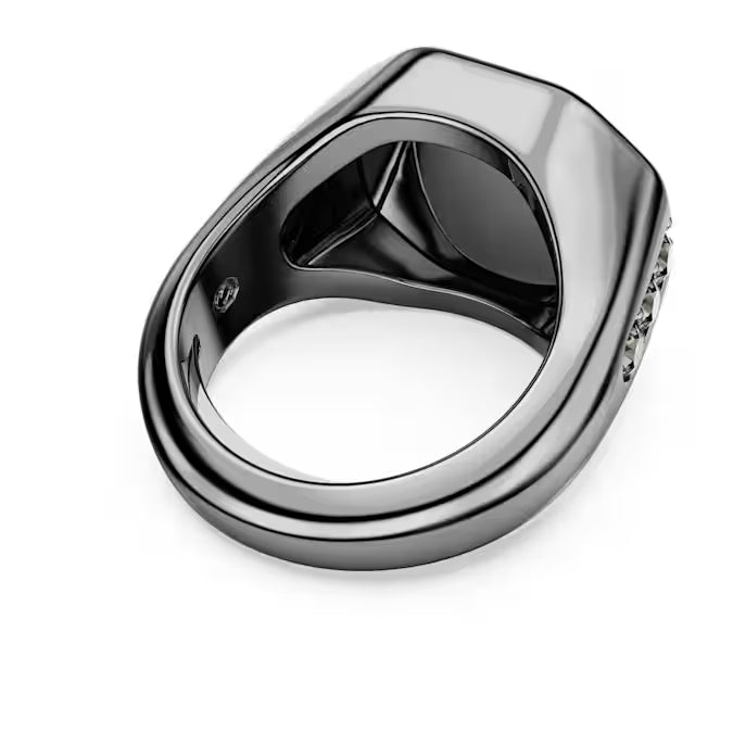 Dextera ring, Octagon shape, Round cut, Black, Ruthenium plated