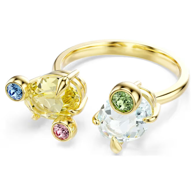 Gema ring, Set (3), Mixed cuts, Multicolored, Gold-tone plated