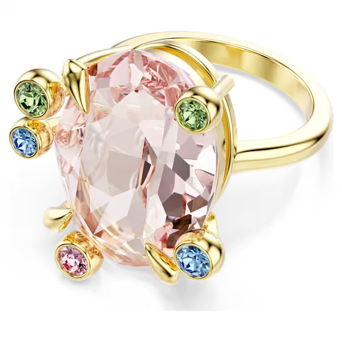 Gema ring, Set (3), Mixed cuts, Multicolored, Gold-tone plated