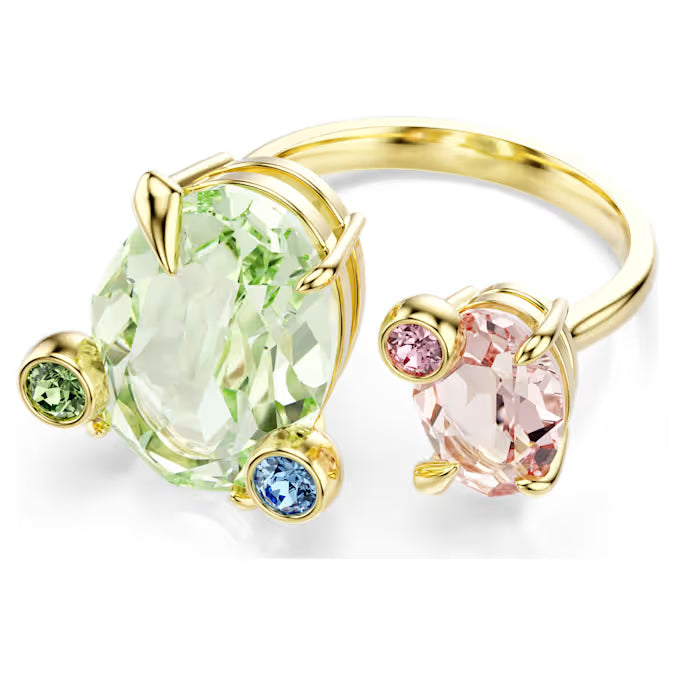 Gema ring, Set (3), Mixed cuts, Multicolored, Gold-tone plated