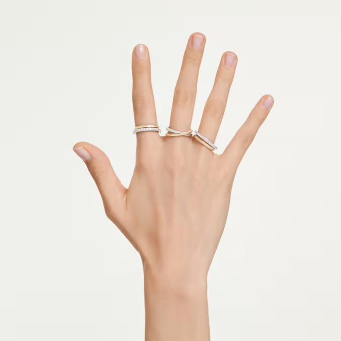 Hyperbola cocktail ring, Round cut, White, Mixed metal finish