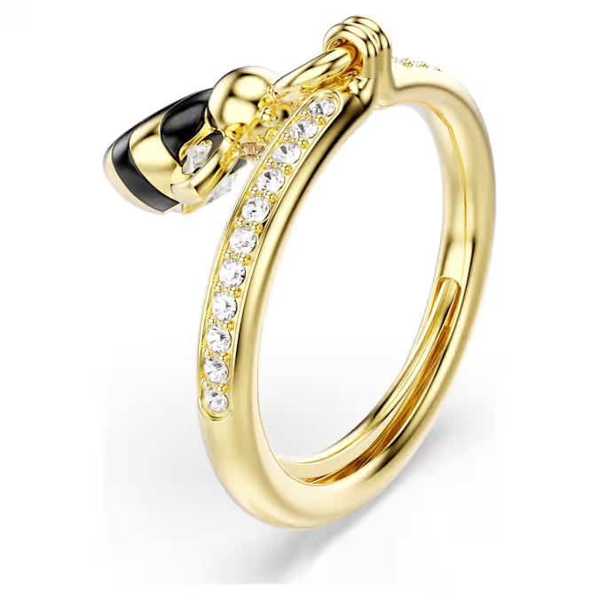 Idyllia motif ring, Mixed cuts, Bee, Multicolored, Gold-tone plated