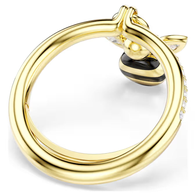 Idyllia motif ring, Mixed cuts, Bee, Multicolored, Gold-tone plated