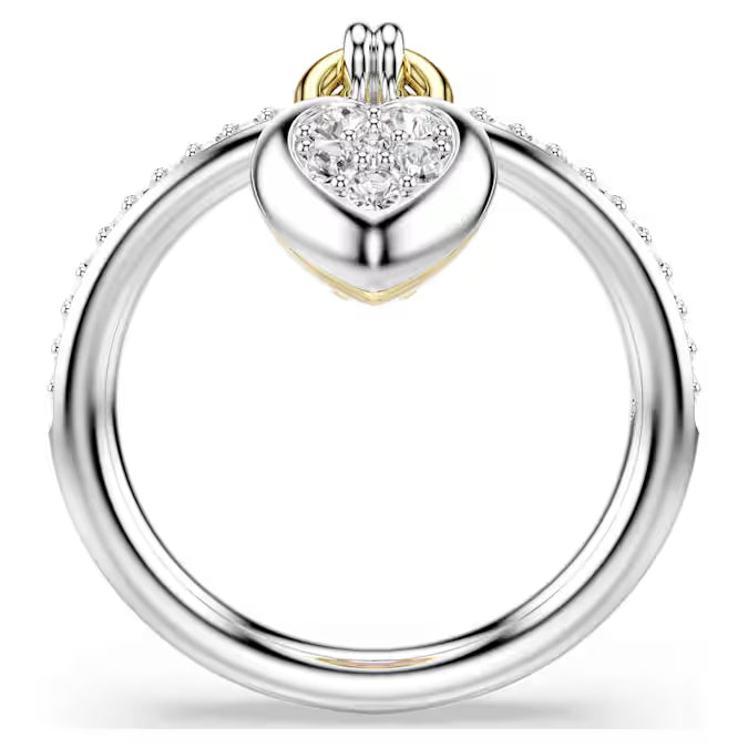 Idyllia motif ring, Mixed cuts, Heart, Pink, Mixed metal finish