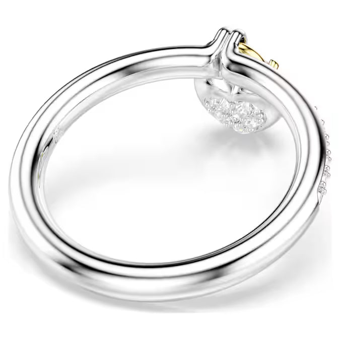 Idyllia motif ring, Mixed cuts, Heart, Pink, Mixed metal finish