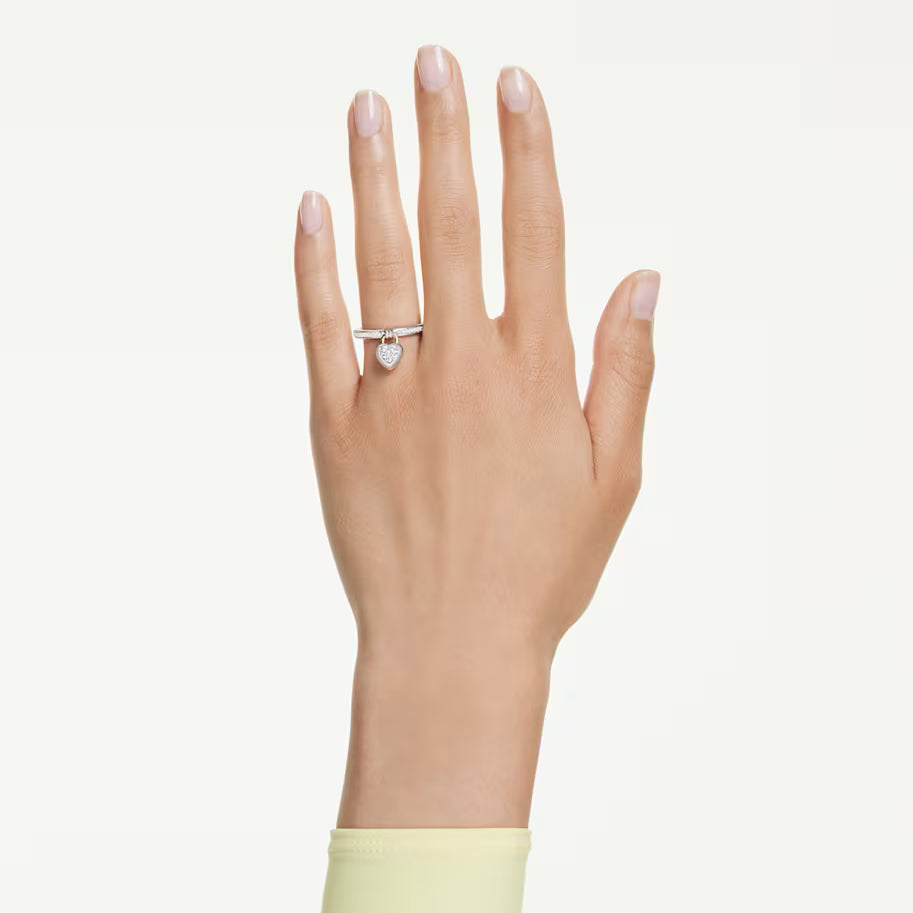 Idyllia motif ring, Mixed cuts, Heart, Pink, Mixed metal finish