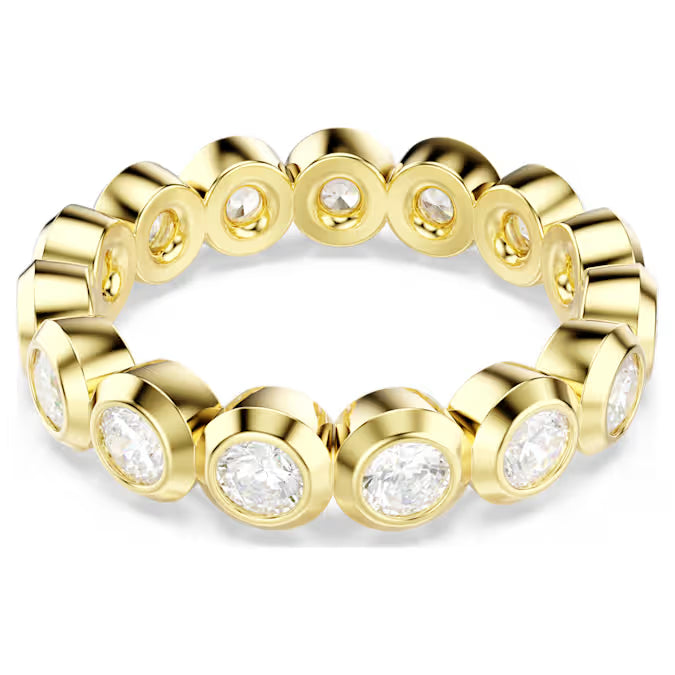 Imber ring, Round cut, White, Gold-tone plated