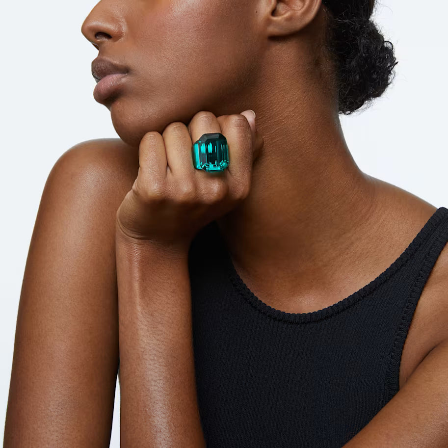 Lucent cocktail ring, Octagon cut, Green