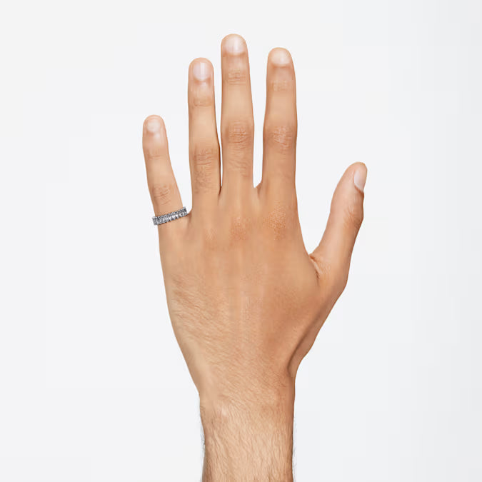Matrix ring, Baguette cut, Gray, Ruthenium plated