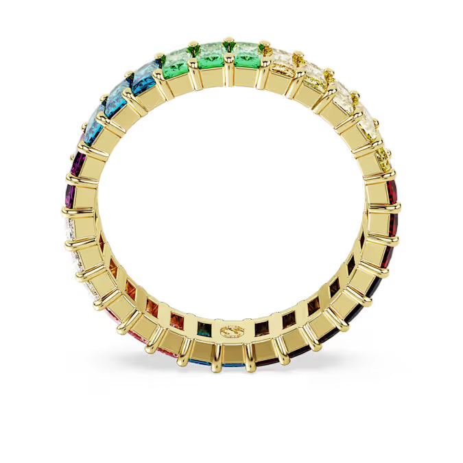 Matrix ring, Baguette cut, Multicolored, Gold-tone plated