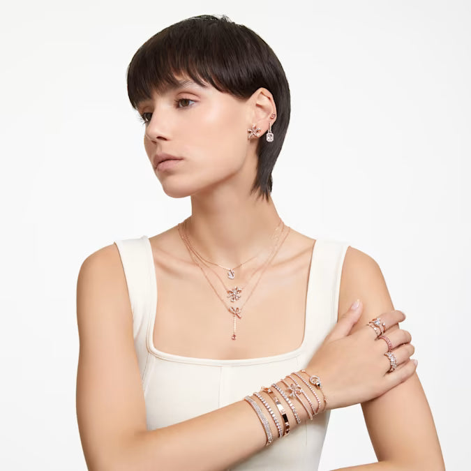 Matrix ring, Baguette cut, Pink, Rose gold-tone plated