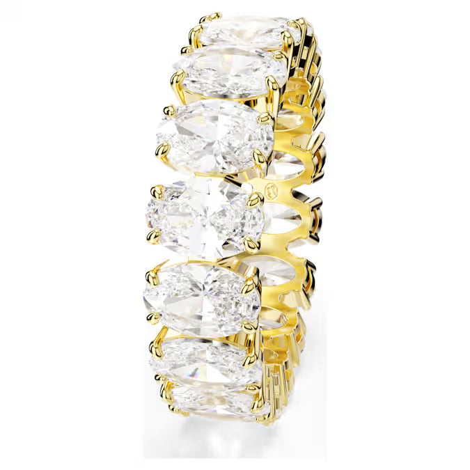 Matrix ring, Oval cut, White, Gold-tone plated