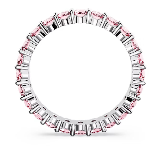 Matrix ring, Round cut, Pink, Rhodium plated